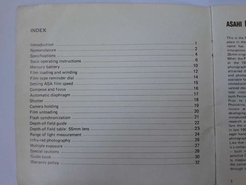 ASAHI PENTAX - Complete System of Photography and SP1000 Camera owners manual.
