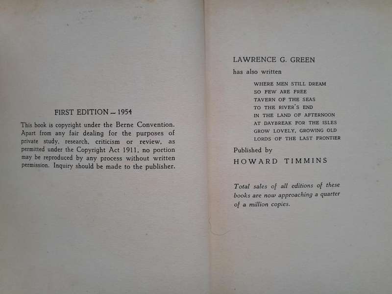 Under a sky like Flame - Lawrence G. Green. 1 st Edtion 1954.