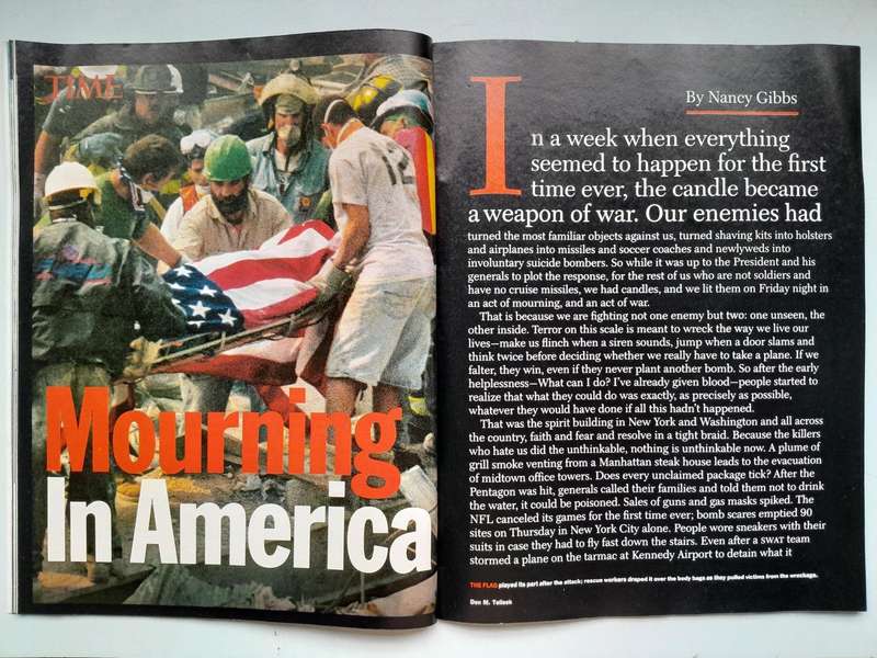 Time Magazine - Commemorative issue September 11 2001 and Special Issue September 24, 2001.