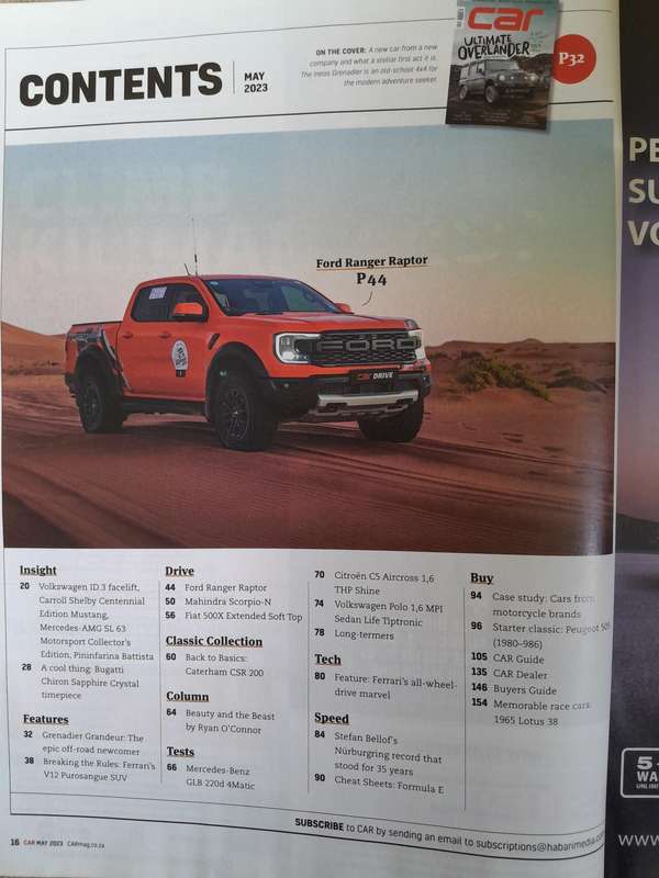 CAR MAGAZINE - May 2023, October 2023,December 2023, May 2024 and Adventure Africa issue 11.