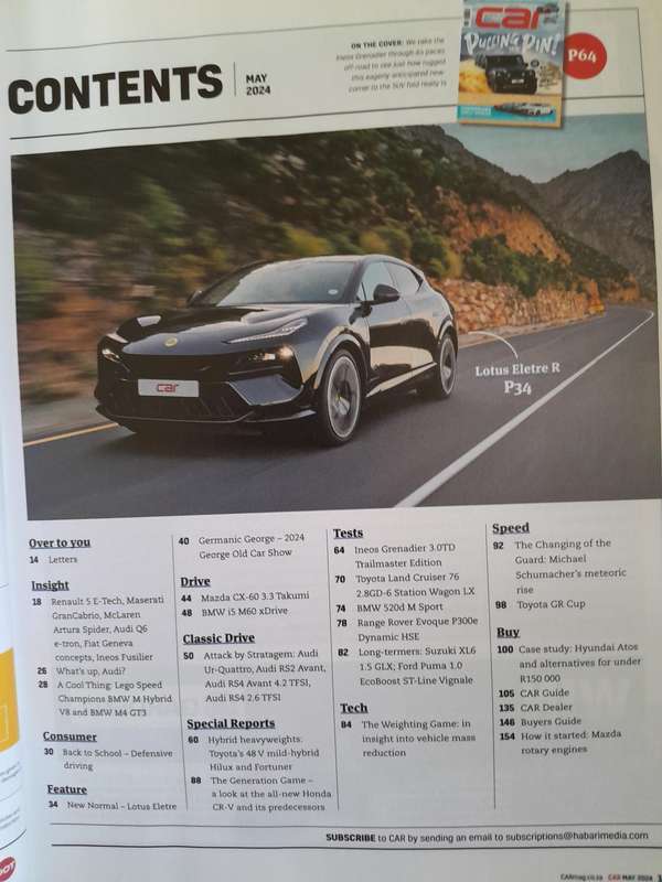 CAR MAGAZINE - May 2023, October 2023,December 2023, May 2024 and Adventure Africa issue 11.
