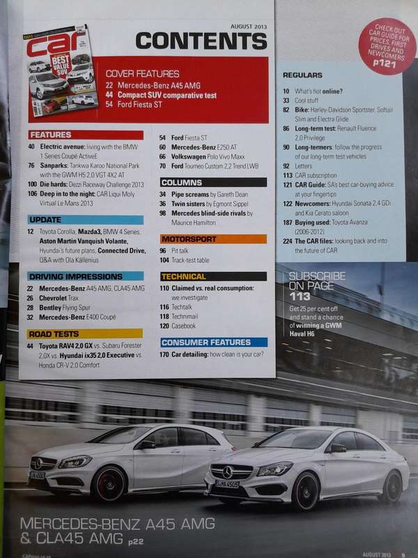 CAR MAGAZINE - August 2013.
