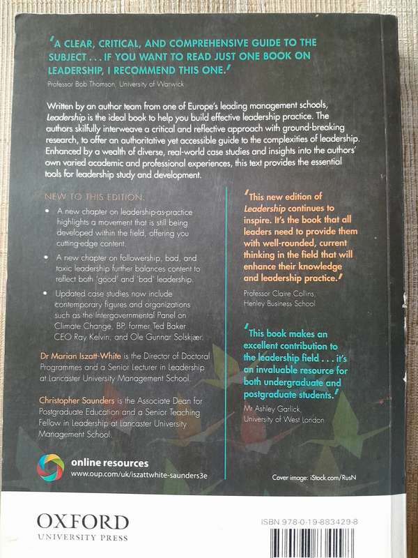Leadership - Iszatt-White & Saunders. 3rd Edition - OXFORD.