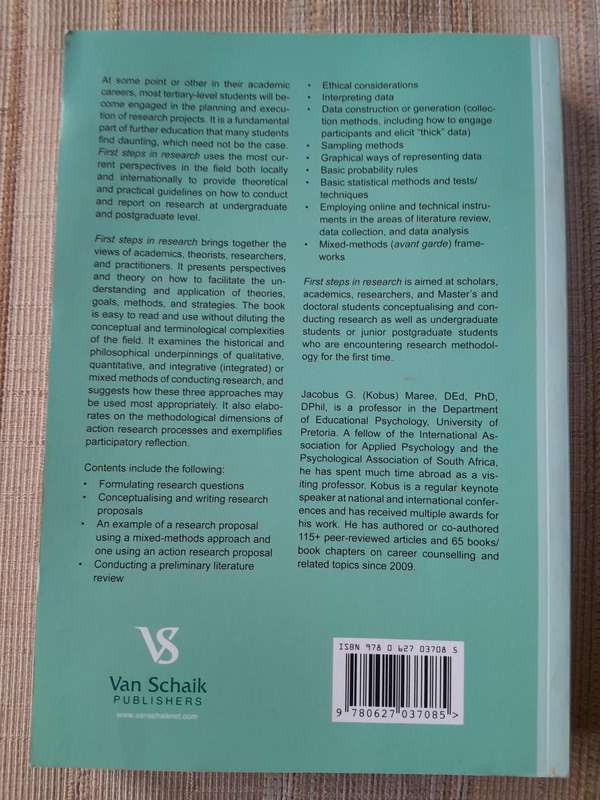 First Steps in Research - Kobus Maree - 3rd Edition - Van Schaik Publishers.