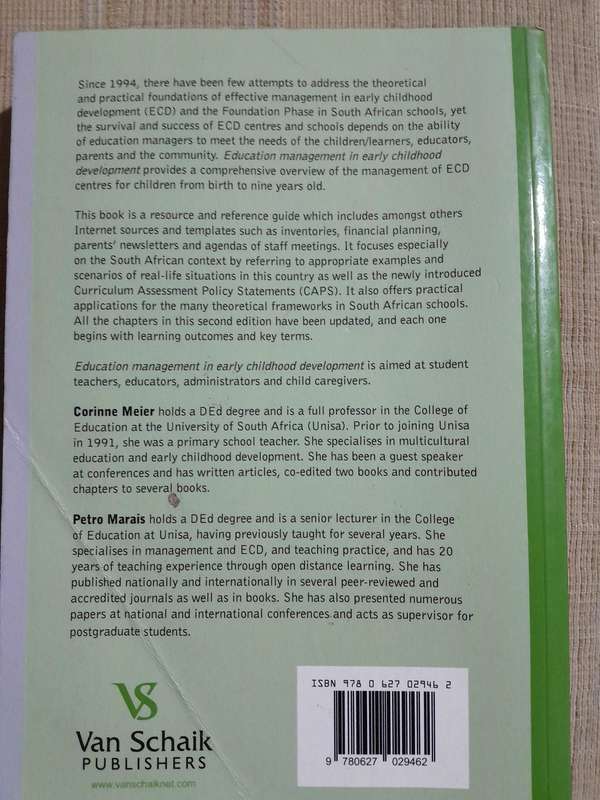 Education Management in Early Childhood Development - 2nd Edition - C. Meir & P. Marais.