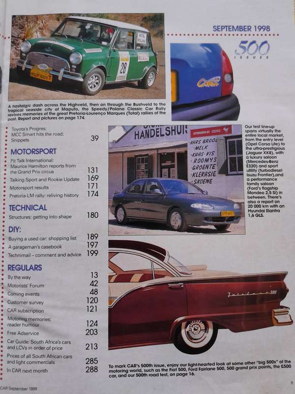 CAR MAGAZINE - 500 Issue - September 1998. Collectors Item.
