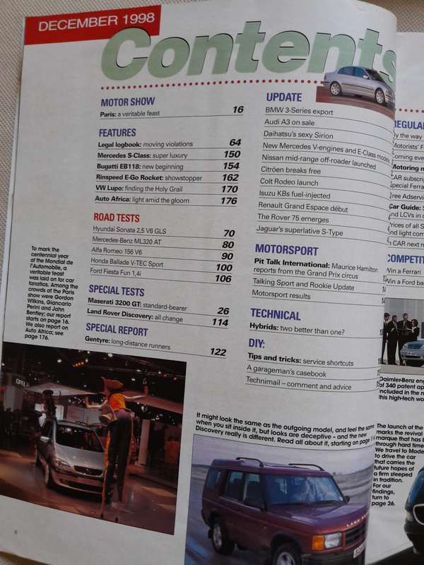 CAR MAGAZINE - December 1998.