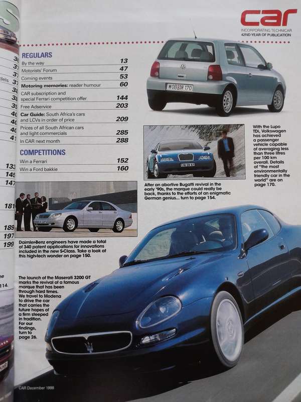 CAR MAGAZINE - December 1998.