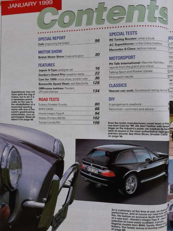 CAR MAGAZINE - January 1999.