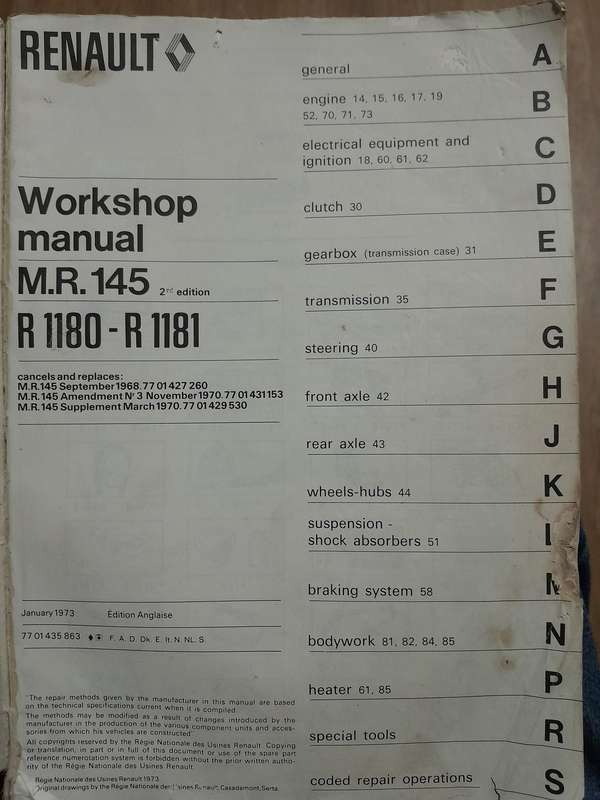 Renault 6 R1180-R1181 Workshop Manual - 1973.