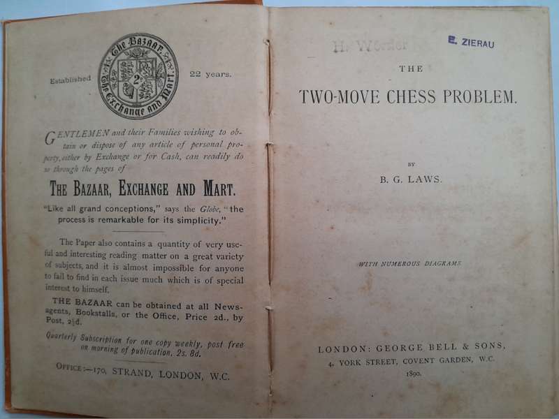 The Two-Move Chess Problem by B.G. LAWS - First Edition 1890