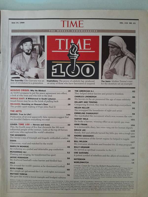 Time Magazine 100 Heroes and Icons of the 20th Century - June 14th 1999