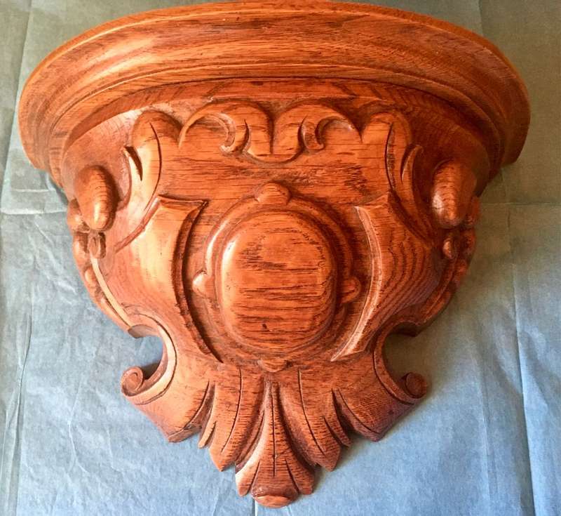 Antique Pair Oak Wall Mounted Shelves
