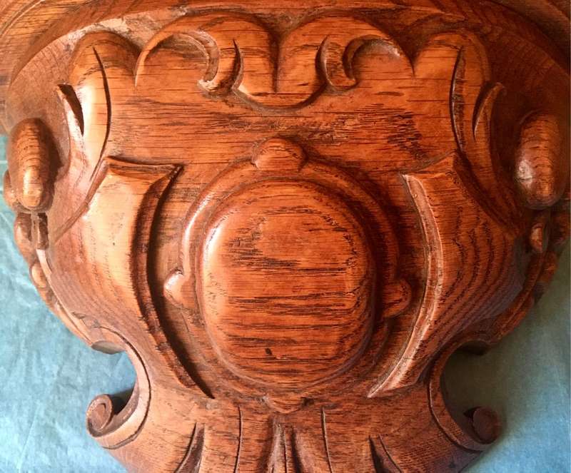 Antique Pair Oak Wall Mounted Shelves