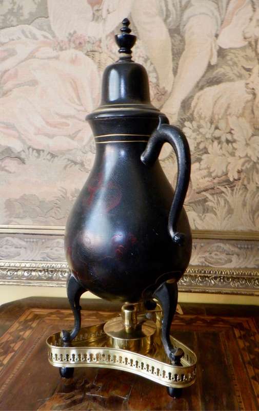 Vintage Dutch hand painted Teapot Samovar with brass tray