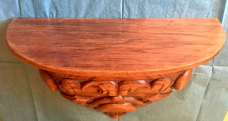 Antique Pair Oak Wall Mounted Shelves