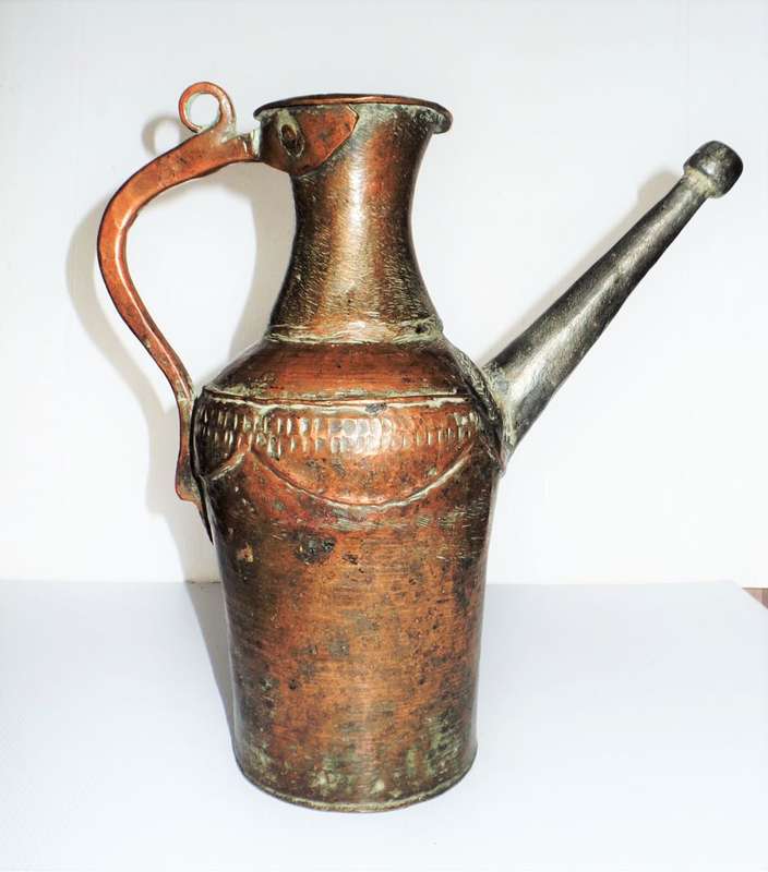 Antique Turkish Hammered copper Water Jug Pitcher
