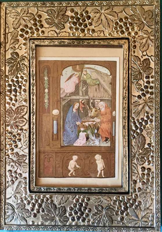 Vintage embossed folding photo frame with secret compartments