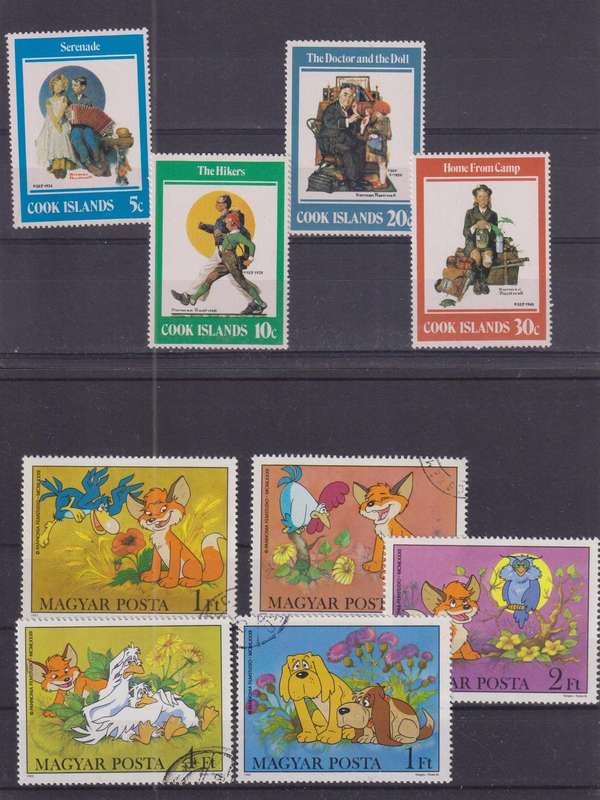 R12 SALE - COLLECTION OF THEMATIC STAMPS - PAINTINGS & CARTOONS