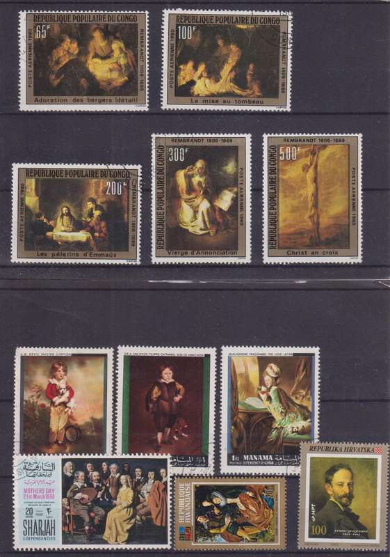 R12 SALE - COLLECTION OF THEMATIC STAMPS - ART - PAINTINGS