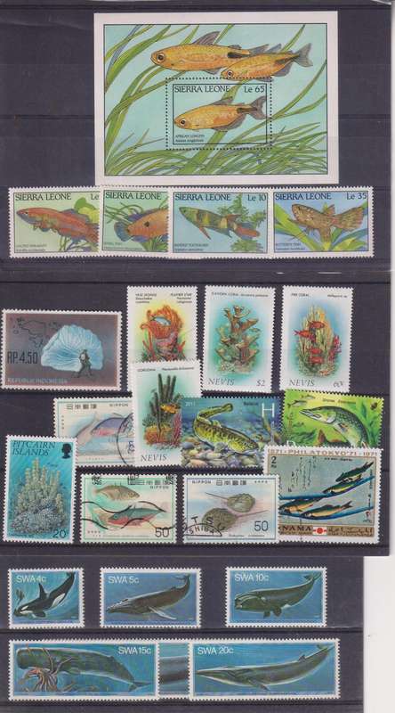 R12 SALE - COLLECTION OF THEMATIC STAMPS - FISH & MARINE LIFE