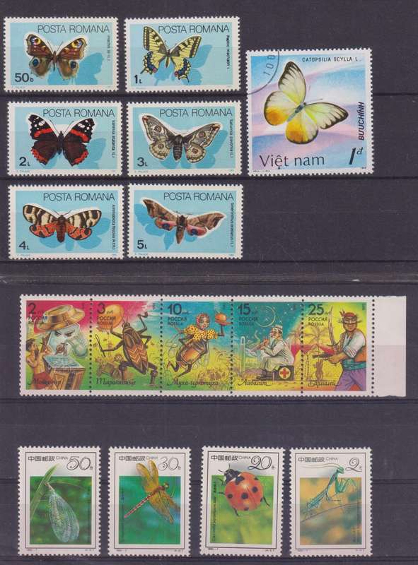 R12 SALE - COLLECTION OF THEMATIC STAMPS - BUTTERFLIES & OTHER INSECTS