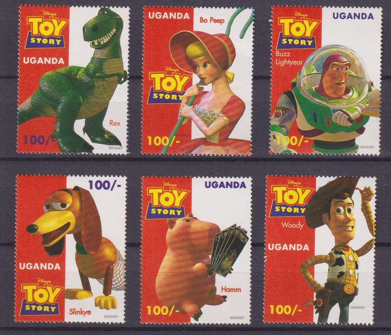 6 DISNEY STAMPS - TOY STORY - UGANDA