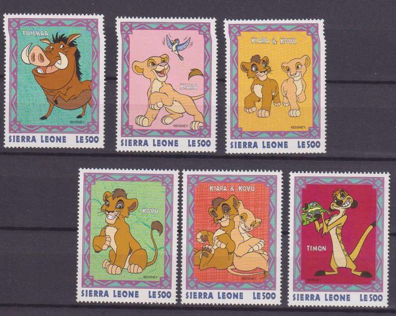 6 DISNEY STAMPS - THE LION KING - SIERRA LEONE