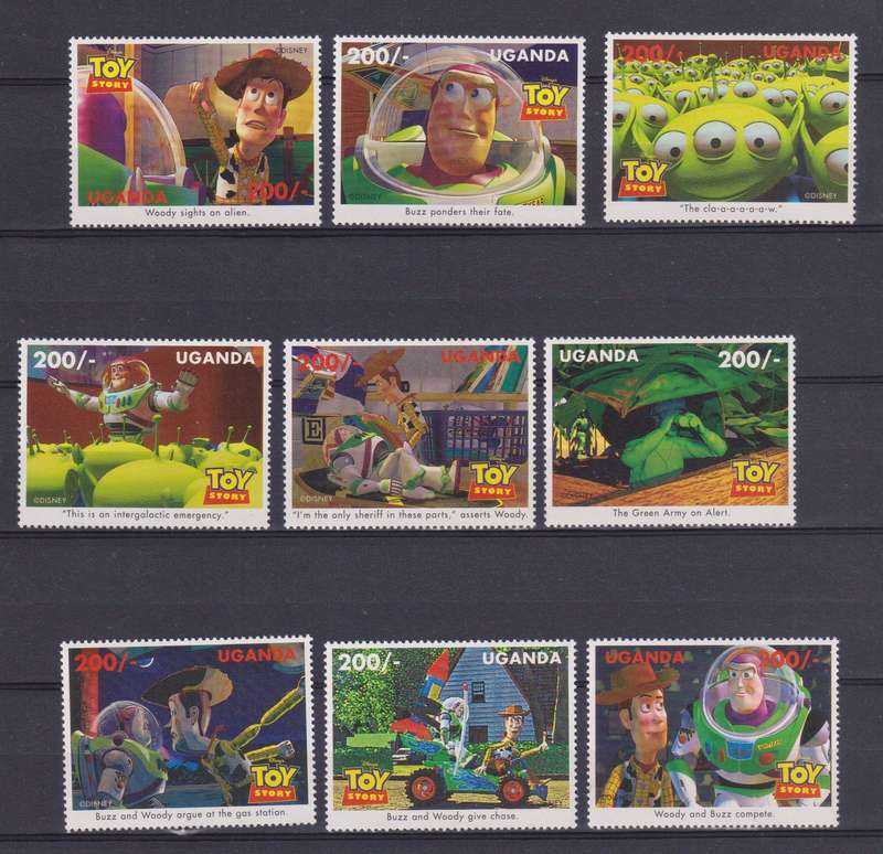 9 DISNEY STAMPS - TOY STORY - UGANDA