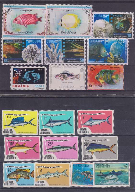 R12 SALE - COLLECTION OF THEMATIC STAMPS - FISH & MARINE LIFE