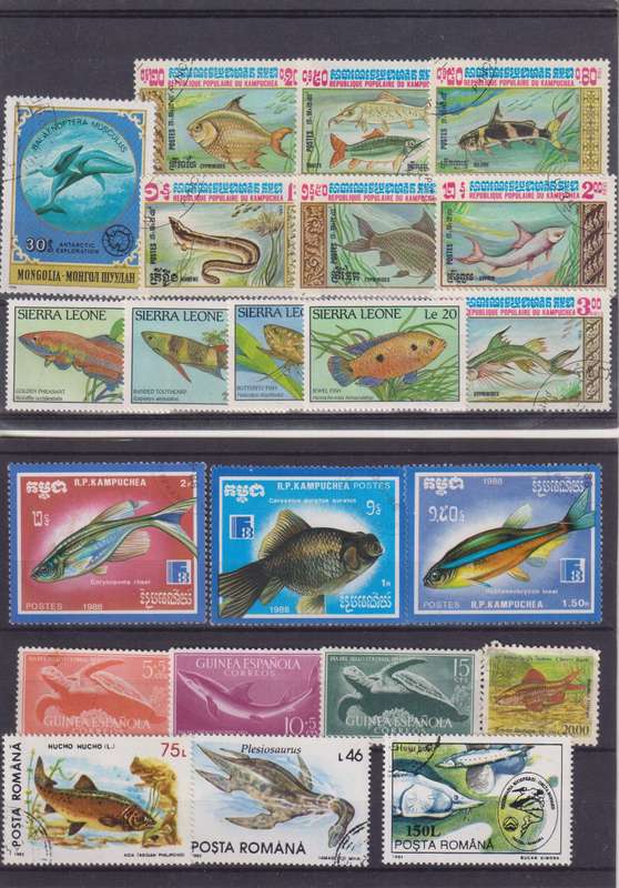 R12 SALE - COLLECTION OF THEMATIC STAMPS - FISH & MARINE LIFE