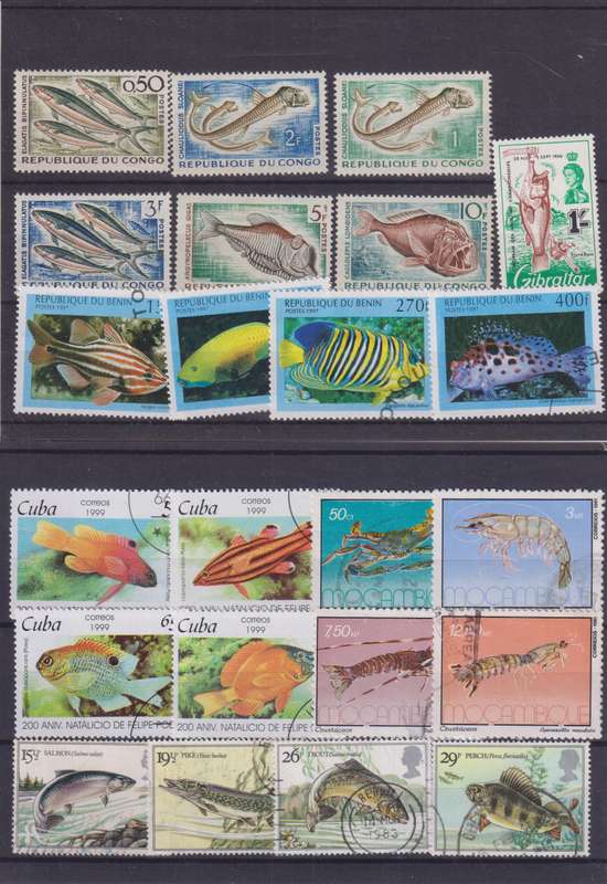 R12 SALE - COLLECTION OF THEMATIC STAMPS - FISH & MARINE LIFE