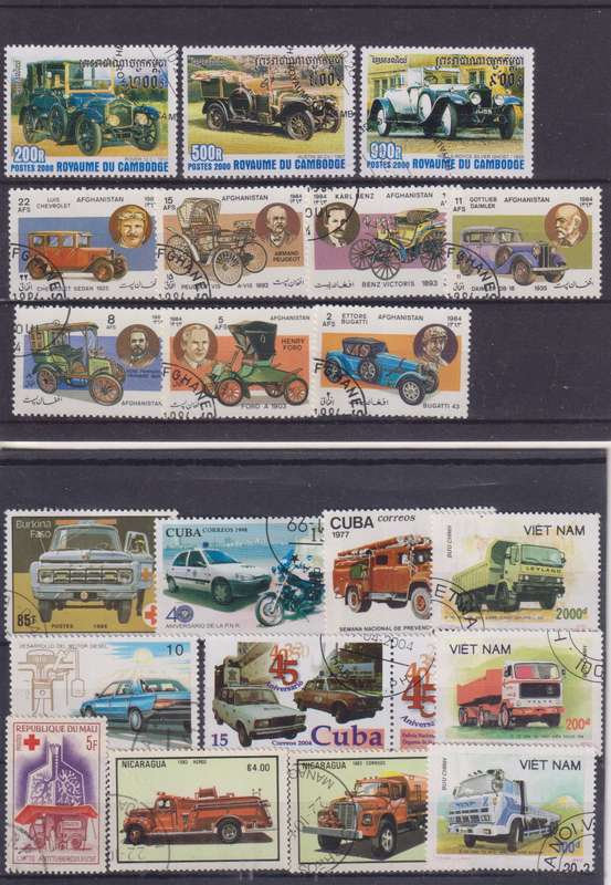 R12 SALE - COLLECTION OF THEMATIC STAMPS - TRUCKS & CARS