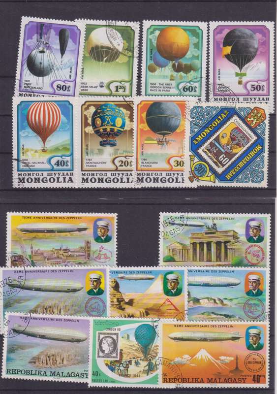 R12 SALE - COLLECTION OF THEMATIC STAMPS - AIRSHIPS/HOT AIR BALLOONS