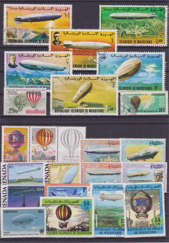 R12 SALE - COLLECTION OF THEMATIC STAMPS - AIRSHIPS/HOT AIR BALLOONS