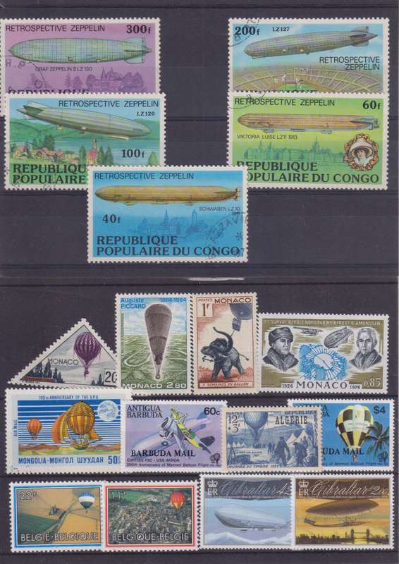R12 SALE - COLLECTION OF THEMATIC STAMPS - AIRSHIPS/HOT AIR BALLOONS