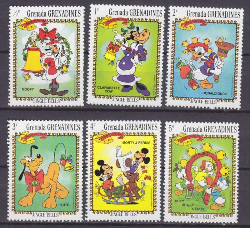 6 DISNEY STAMPS - JINGLE BELLS - CHRISTMAS 1983 - GRENADA GRENADINES