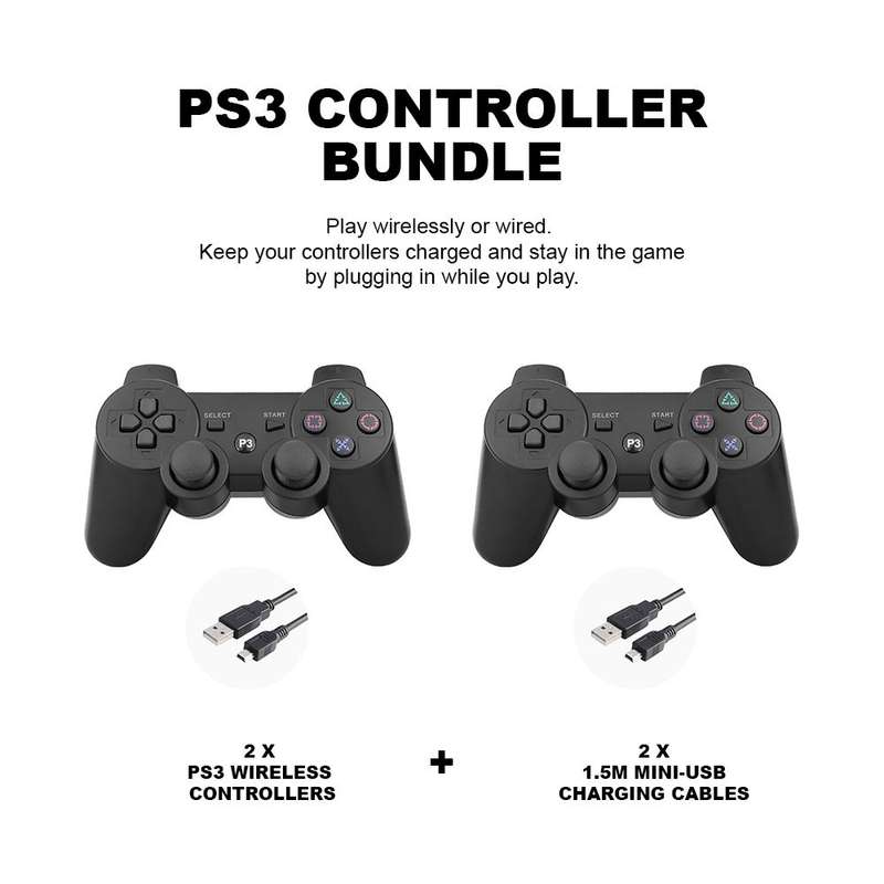 Sony PlayStation 3 Slim 120GB Console + 2 New Controllers + 6 Games (PS3)