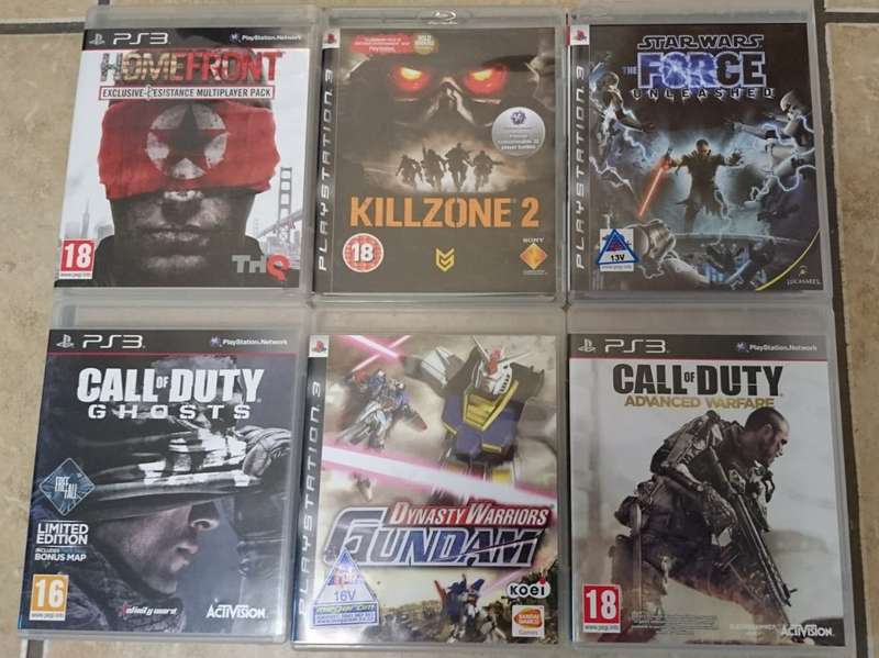 Sony PlayStation 3 Slim 120GB Console + 2 New Controllers + 6 Games (PS3)