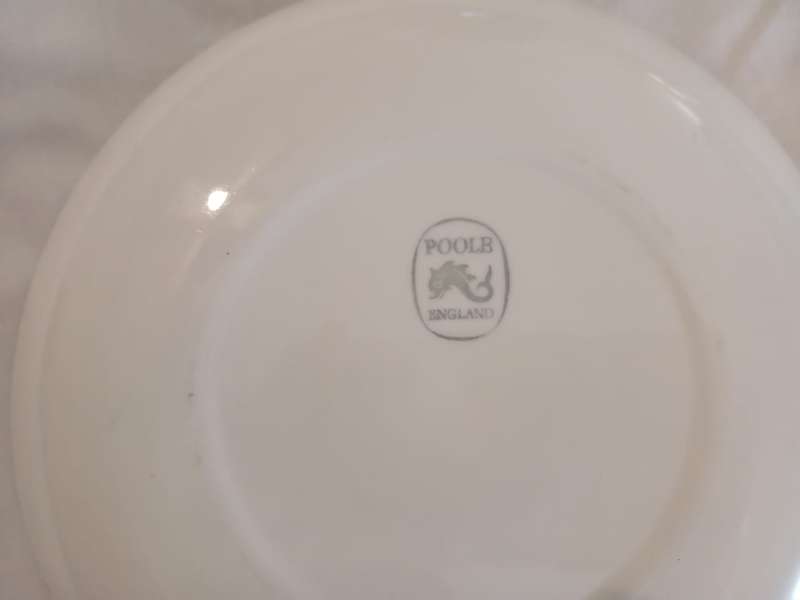 Six Vintage Poole Soup Bowls with Saucers