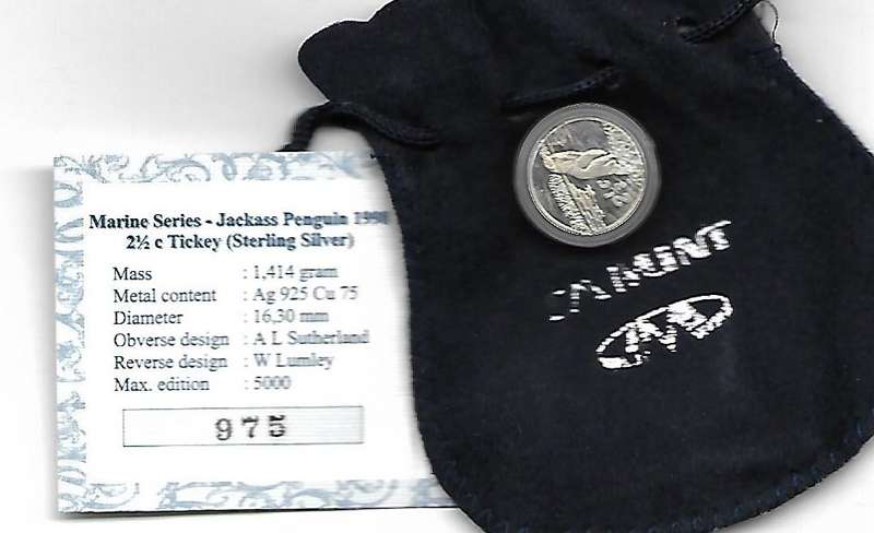 R1 AUCTION - 1998 2 1/2C PROOF SILVER TICKEY - JACKASS PENGUIN