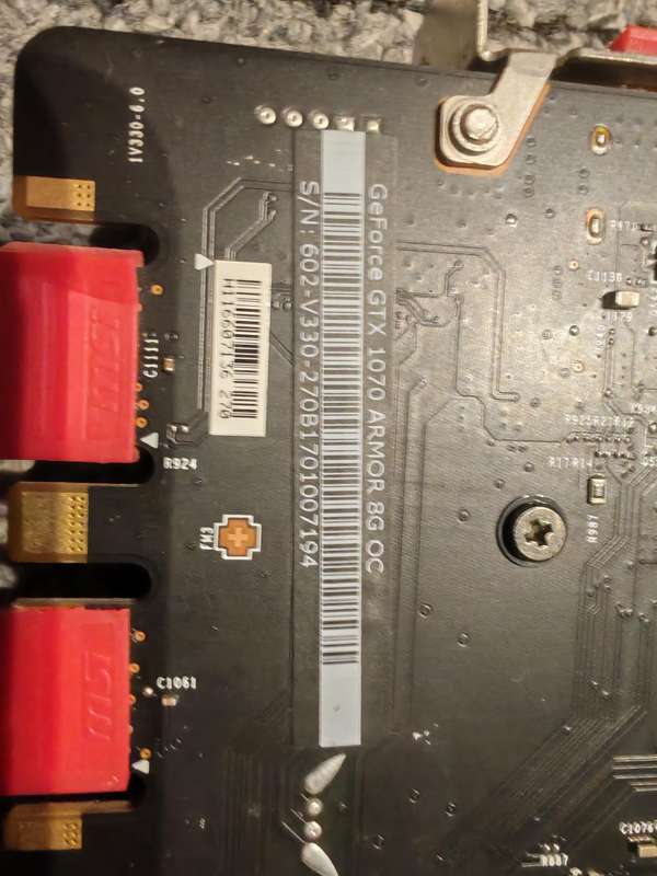 MSI GTX 1070 8G ARMOR OC graphics card