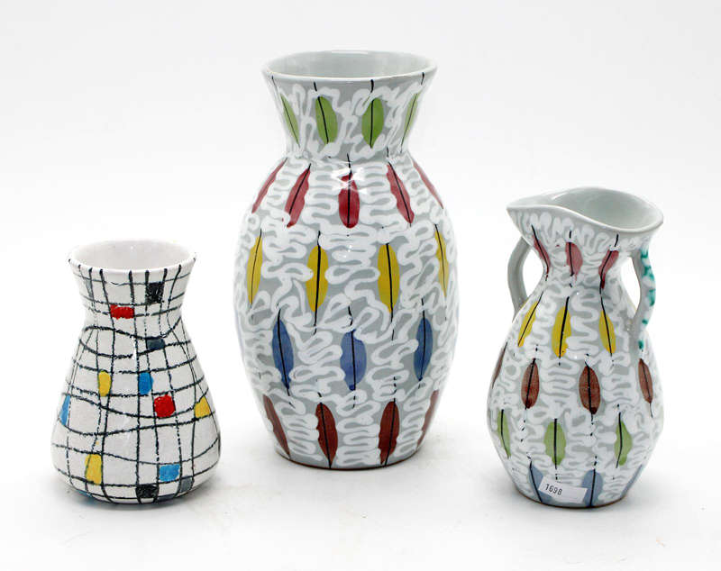 Vintage BITOSSI VASE with PIUME Decor by ALDO LONDI Italian Ceramics Pottery Fat Lava Era