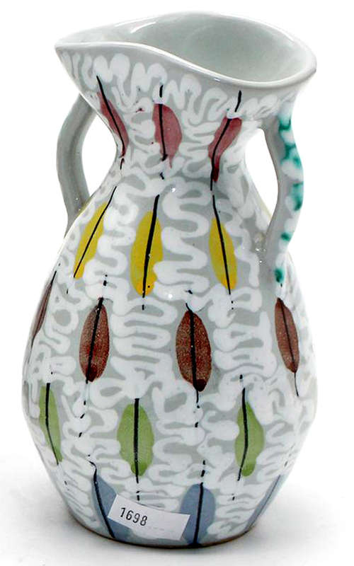 Vintage BITOSSI VASE with PIUME Decor by ALDO LONDI Italian Ceramics Pottery Fat Lava Era