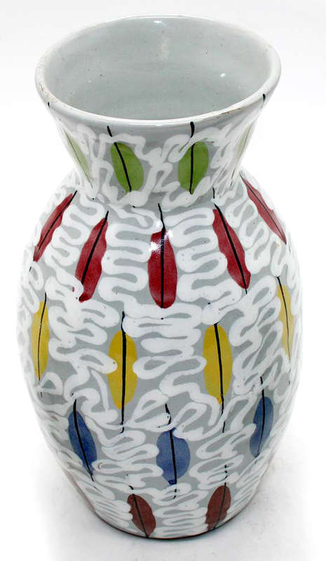 Vintage BITOSSI VASE with PIUME Decor by ALDO LONDI Italian Ceramics Pottery Fat Lava Era