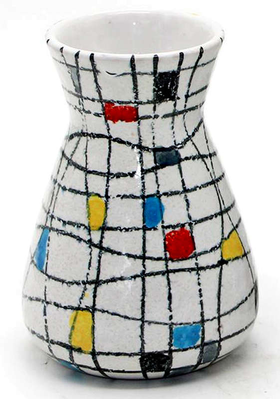 A gem! Vintage BITOSSI VASE with Mondriaan Decor by ALDO LONDI Italian Ceramics Pottery Fat Lava Era