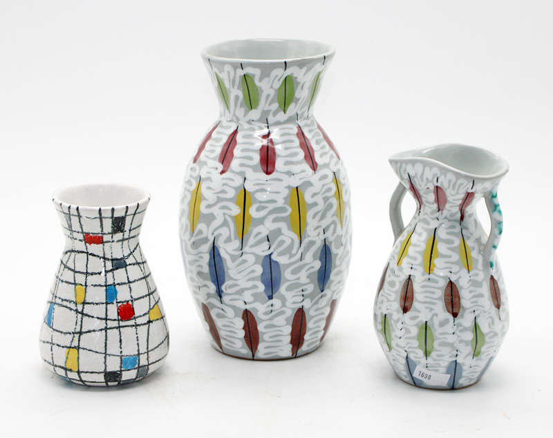 A gem! Vintage BITOSSI VASE with Mondriaan Decor by ALDO LONDI Italian Ceramics Pottery Fat Lava Era