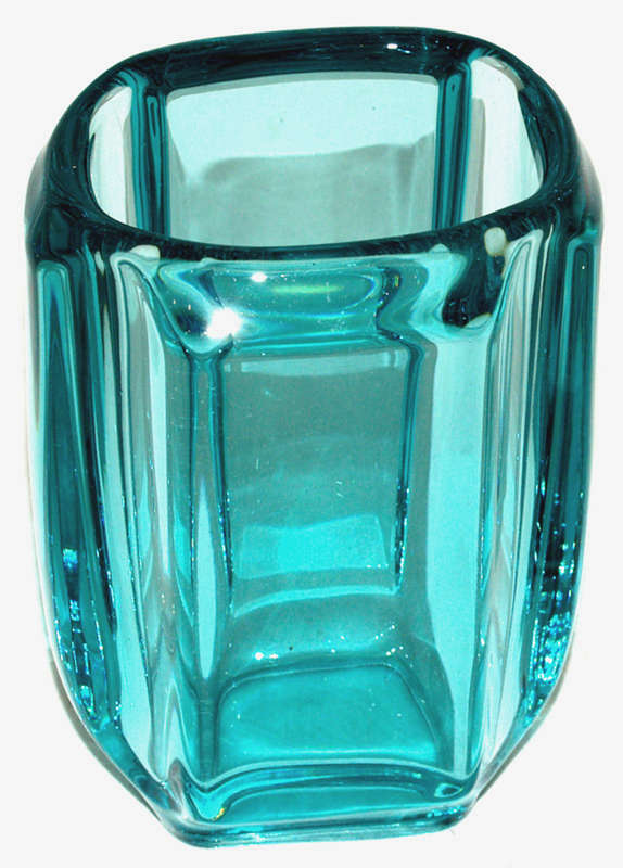 ICONIC DESIGN : RECTANGULAR AQUAMARINE VASE DESIGNED BY LADENA VIZNEROVA IN 1968 FOR RUDOLFOVA GLASS