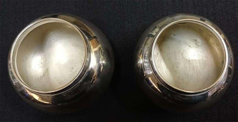 2 Matching Silver Metal Jars
