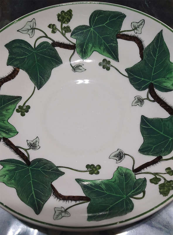 2 Saucers - Wedgwood "Napoleon Ivy" & Morley Ware "Indian Tree"